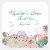 サンキュートロピカルアイランドビーチ結婚式シーシェル スクエアシール (正面)