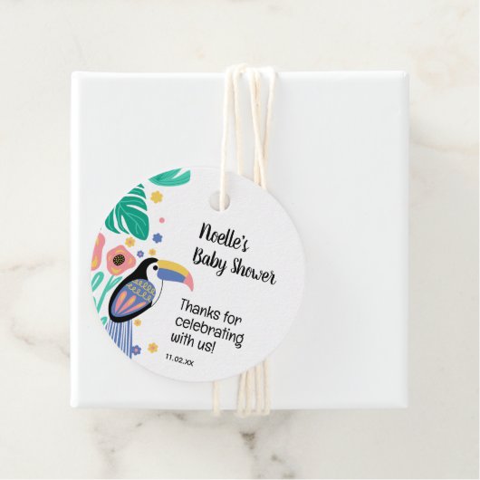 サンキュートロピカルトゥーカンバードベビーシャワー フェイバータグ (インサイチュ)