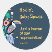 サンキュートロピカルトゥーカンバードベビーシャワー ラウンドシール (正面)