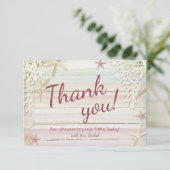 サンキュートロピカルビーチシーシェルベビーシャワー サンキューカード (スタンド正面)