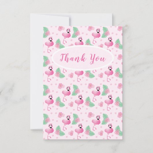 サンキュートロピカルフラミンゴの花のパタ葉ーン サンキューカード (正面)
