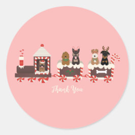サンキュードッグのクリスマスホリデートレイン ラウンドシール