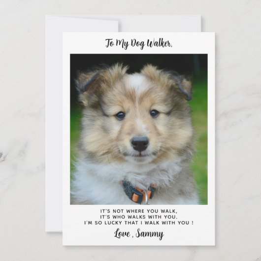 サンキュードッグウォーカーシンプルかわいいカスタムペット写真 カード (正面)