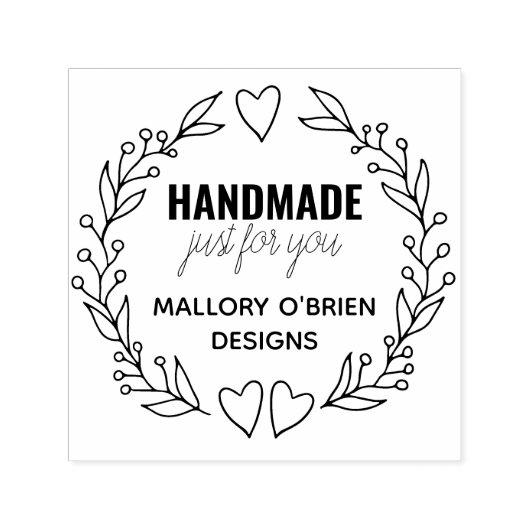 サンキュードードルボタニカルリースパーソナライズされたセル セルフインキングスタンプ (デザイン)