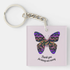 サンキューナニーチャイルドケアパステルパープルバタフライ キーホルダー