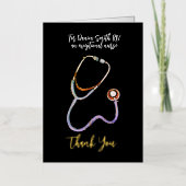 サンキューナースミニマリスト白黒 箔グリーティングカード (正面)