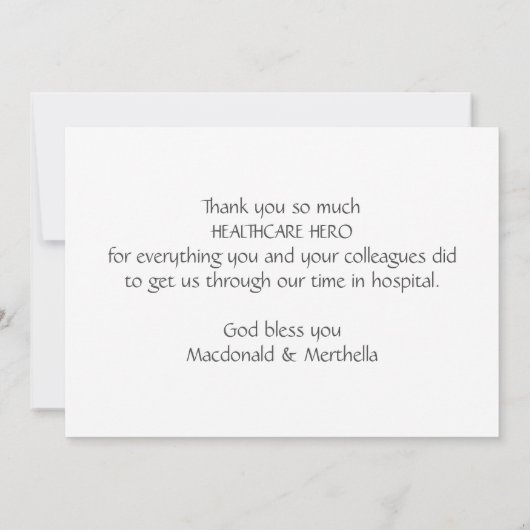 サンキューナースNHSヘルスケアヒーローカスタムズブルー サンキューカード (裏面)