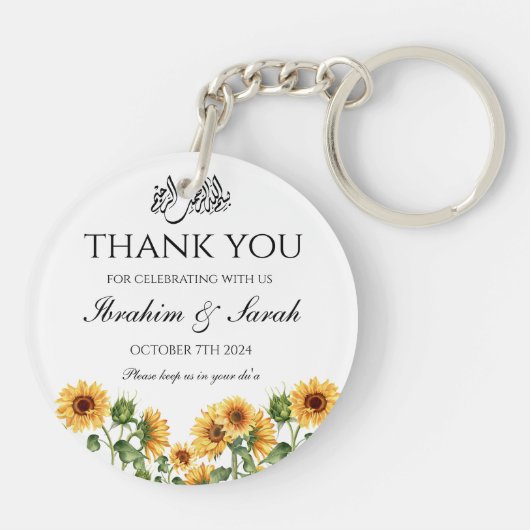 サンキューニカイスラム結婚式の引き出物フローラ キーホルダー (裏面)