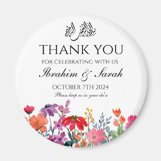 サンキューニカ結婚式の引き出物フローララウンド マグネット (正面)