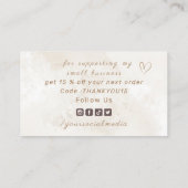 サンキューニュートラルパステルホワイトマーブルソーシャルメディア 名刺 (裏面)