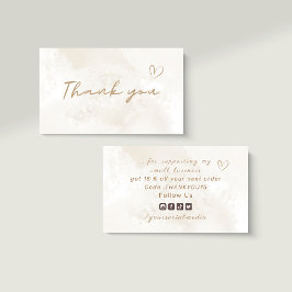 サンキューニュートラルパステルホワイトマーブルソーシャルメディア 名刺