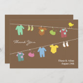 サンキューニュートラル赤ちゃんシャワーフラットカード サンキューカード (正面/裏面)