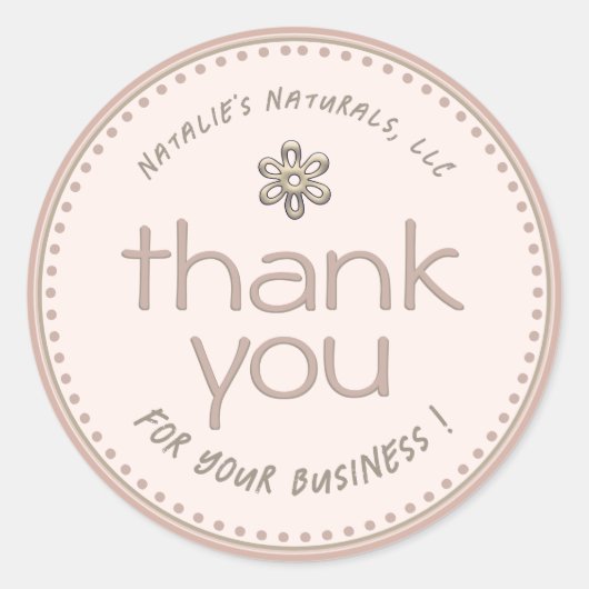 サンキューニュートラル赤面ピンク点々のあるサークル花 ラウンドシール (正面)