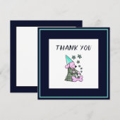 サンキューネイビーブルーフローラかわいい犬 ノートカード (正面/裏面)