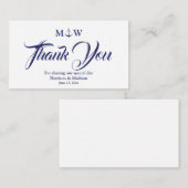 サンキューネイビーブルー白航海のいかり結婚ズ エンクロージャーカード (正面/裏面)