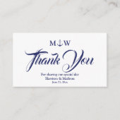 サンキューネイビーブルー白航海のいかり結婚ズ エンクロージャーカード (正面)