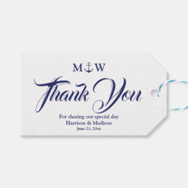 サンキューネイビーブルー白航海のいかり結婚ズ ギフトタグ