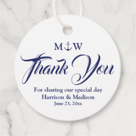 サンキューネイビーブルー白航海のいかり結婚ズ フェイバータグ