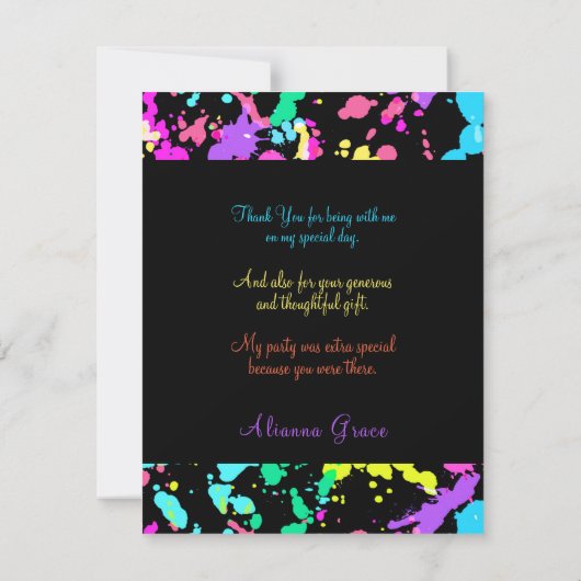 サンキューネオンかわいらしグリーンピンクレッドターコイズ サンキューカード (裏面)