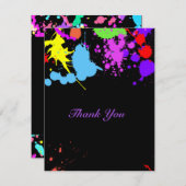 サンキューネオンかわいらしグリーンピンクレッドターコイズ サンキューカード (正面/裏面)