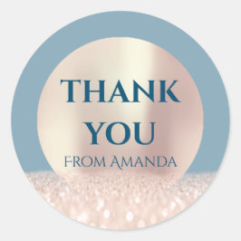 サンキューネームクラスローズ赤面スモーキーブルーグリッター ラウンドシール