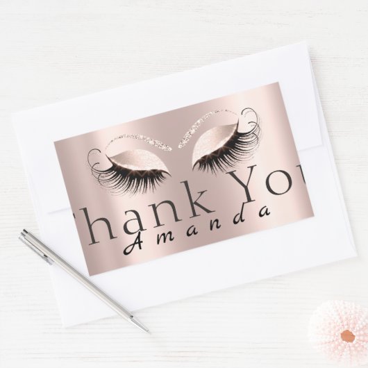 サンキューネームシンプルバラブライダルスウィート16th 長方形シール (封筒)