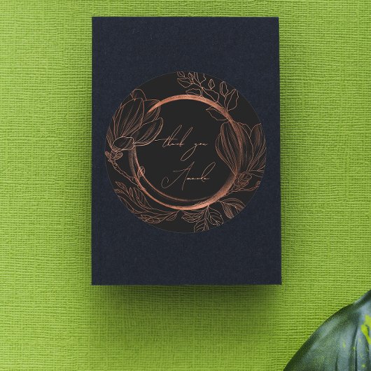 サンキューネームフローラ銅黒結婚のブライダル ラウンドシール