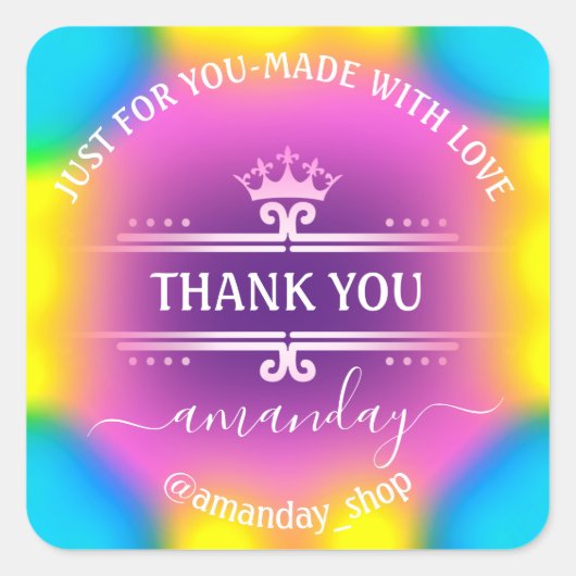 サンキューネームブティックショップクラウン王室のプリンセス スクエアシール (正面)