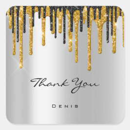 サンキューネーム結婚のシルバーグレー金ゴールドドライブ スクエアシール