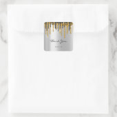 サンキューネーム結婚のシルバーグレー金ゴールドドライブ スクエアシール (バッグ)