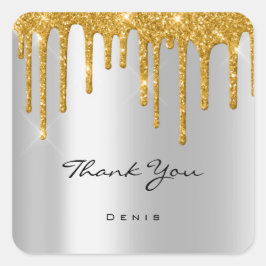 サンキューネーム結婚のシルバーグレー金ゴールドドライブ スクエアシール