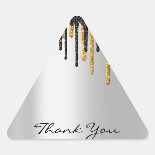 サンキューネーム結婚のシルバーグレー金ゴールドドライブ 三角形シール (正面)