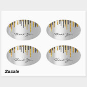 サンキューネーム結婚のシルバーグレー金ゴールドドライブ 楕円形シール (シート)