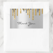 サンキューネーム結婚のシルバーグレー金ゴールドドライブ 長方形シール (バッグ)