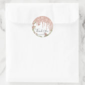 サンキューネーム結婚のバラグリッターフローラホワイト ラウンドシール (バッグ)