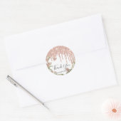 サンキューネーム結婚のバラグリッターフローラホワイト ラウンドシール (封筒)