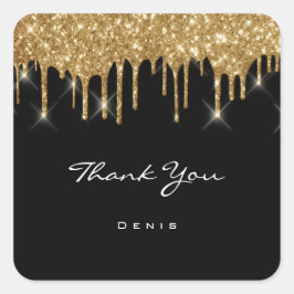 サンキューネーム結婚美しいブラック スクエアシール