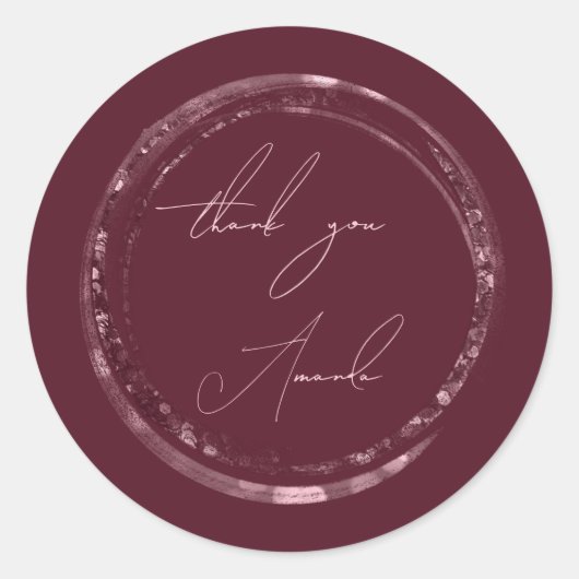 サンキューネーム シール ローズ バーガンディ グリッター (正面)