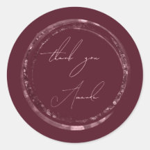 サンキューネーム シール ローズ バーガンディ グリッター