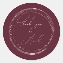 サンキューネーム シール ローズ バーガンディ グリッター