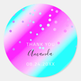 サンキューネームDate Blue Pink Oceanic紙吹雪 ラウンドシール