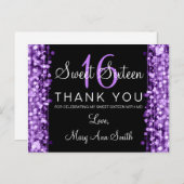 サンキューノートスウィート16パーティースパープル ポストカード (正面/裏面)