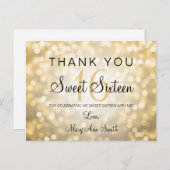 サンキューノートスウィート16金ゴールドグリッターライト ポストカード (正面/裏面)