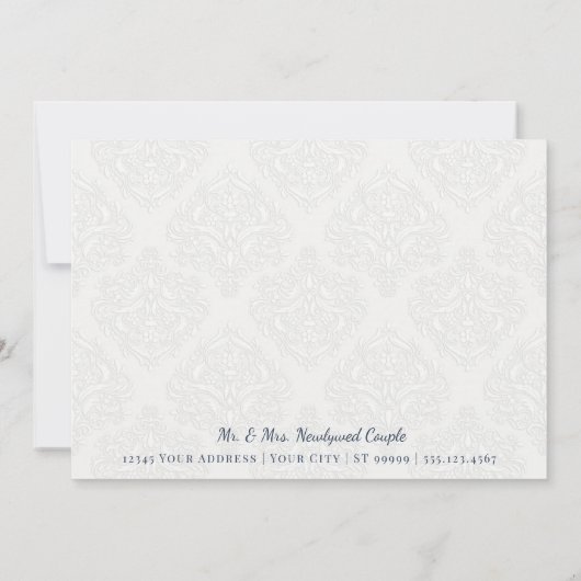 サンキューノートネイビーブルーnホワイトフローラ水色 サンキューカード (裏面)