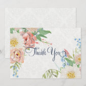 サンキューノートパステルピンクボホフローランブリージ サンキューカード (正面/裏面)