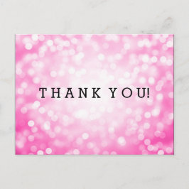 サンキューノートピンクのグリッター灯 ポストカード