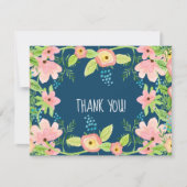 サンキューノートベビーガールモダンシンプルボホフローラ 招待状 (正面)