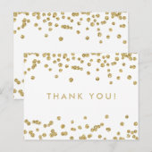 サンキューノート金ゴールドフェイクグリッター紙吹雪白 ポストカード (正面/裏面)
