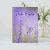 サンキューハミングバードラベンダーフラワーアート サンキューカード (スタンド正面)