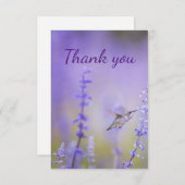 サンキューハミングバードラベンダーフラワーアート サンキューカード (正面/裏面)